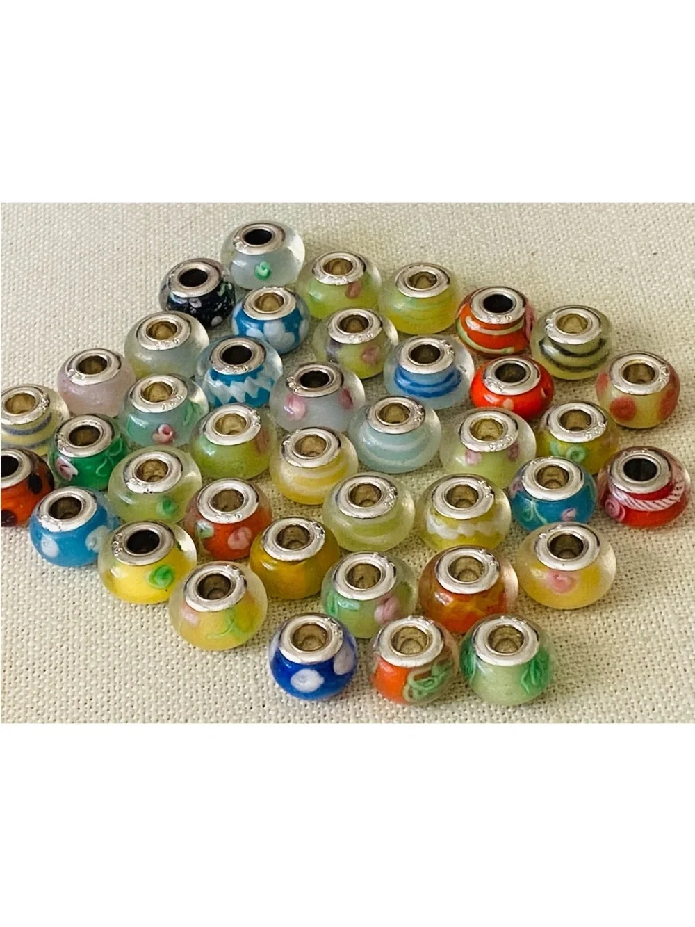 HUGE LOT of 40 925 Murano Art Glass Bracelet Necklace Charms Beads